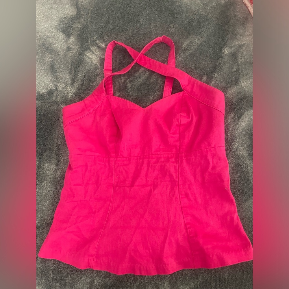 Deadly Dames pink criss cross top